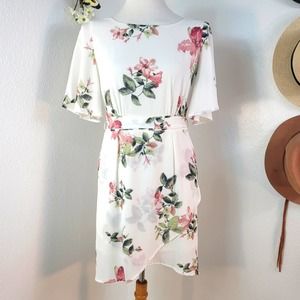 *EXECUTIVE PONIES FLORAL FAUX WRAP CREW NECK MIN WOMEN'S SIZE 10